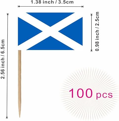 Scotland Countries Toothpicks Flag Scottish Small Mini Cocktail Fruit Cupcakes Toppers Food Stick Flags Decorations, 100 Pack