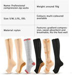 Valcatch 5 Pairs Zipper Compression Socks for Women Men 20-30 mmHg Support Hose Stockings Calf Knee High Running Walking