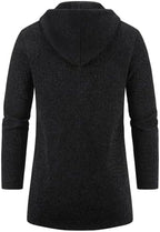 Mylldey Men's Long Cardigan Hoodies Full-zip Fleece Lined Sweaters Knit Regular Fit Casual Sweater Hooded Coat wiht Pocket