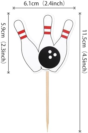 40 PCS Bowling Cupcake Toppers Double Sided Sports Theme Bowling Cupcake Picks Bowling Birthday Decorations for Bowling Theme Baby Shower Alley Player Birthday Party Cake Decorations Supplies