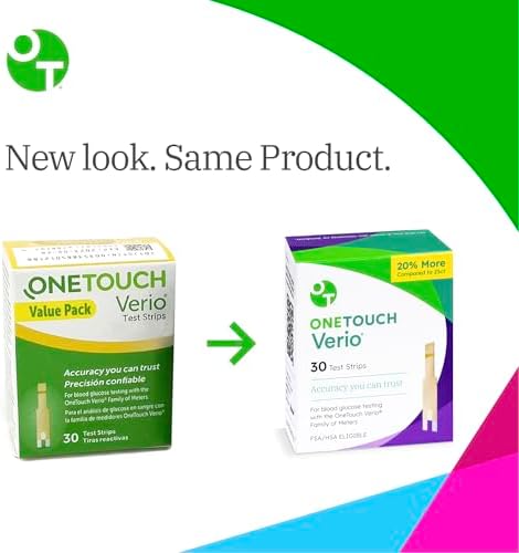 OneTouch Verio Test Strips - 180 Count - Diabetic Test Strips for Blood Glucose Meter & Daily Blood Sugar Levels - 30 Count/Pack (6 Pack)