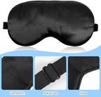 3 Pcs Sleep Mask for Sleeping, Silk Blackout Eye Mask Cover with Elastic Strap, Satin Night Blindfold Eyeshade Nap for Men and Women Travel (Black)