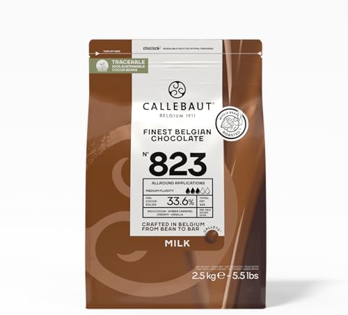 Callebaut Recipe No. 823 Finest Belgian Milk Chocolate With 33.6% Cacao, 20.8% Milk, 5.51 Pound