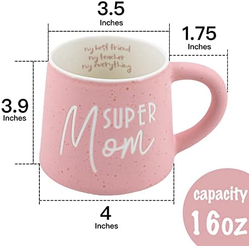 COLLECTIVE HOME - Coffee Mug, Family Ceramic Tea Cup, Funny Gift for Mother's Day/Father's Day, 16 oz, Dishwasher and Microwave Safe, SUPER MOM
