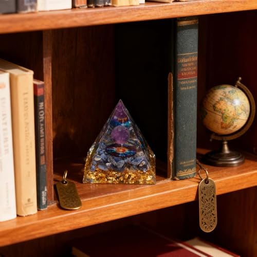 Orgone Amethyst Crystal Pyramid - 2’‘Energy Generator,Reiki Healing Chakra Crushed Stone Jewelry,Meditation & Spiritual Healing Decor