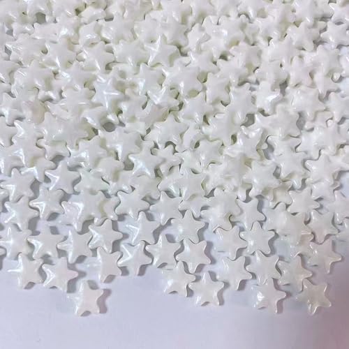 Sentovac 10mm White Star Sprinkles Edible Sugar for Cake Decorating White Star Sprinkles Cake Topper Cupcake Cookie Baking Decorations Halloween Christmas Wedding Supplies
