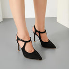 Enelauge Women's 3.5 inch Stiletto High Heels Pointed Toe Ankle Strap Pumps Closed Toe Sexy Wedding Dress Prom Party Evening Office Shoes
