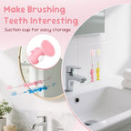 Toothbrushes for Kids In Bulk, Individually Wrapped Disposable Toothbrush Cute Manual Soft Bristles Children Toothbrush With Cover Suction Cup Toddler Toiletries Set for Home/School/Travel (8 Pack)
