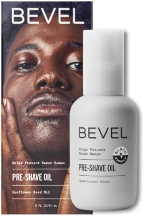 Bevel Pre Shave Oil for Men with Castor Oil, Olive Oil and Tea Tree Oil, Helps Soften Hair and Protect Skin from Irritation and Razor Burn, 2 Fl Oz