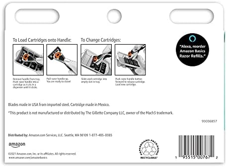 Amazon Basics 3-Blade Razor Refills for Men with Dual Lubrication, 12 Cartridges (Fits Amazon Basics Razor Handles only) (Previously Solimo)