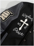 SOLY HUX Men's Letter Graphic Color Block Varsity Jacket Long Sleeve Y2k Streetwear Baseball Jacket