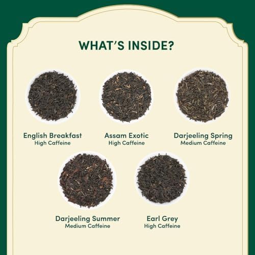 VAHDAM, Assorted Black Tea Bags Sampler (5 Flavors, 20 Ecofriendly Pyramid Tea bags) I Gift Ideas for Women & Men | Assam and Darjeeling Teas | Gluten Free & Non GMO | Gifts for Him/Her