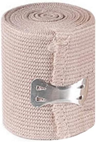Elastic Bandage Wrap with Clips Fasteners Adhesive Bandaging Stretch Tape Rolls for First Aid Measures Outdoor Sports 2Inch x 15Ft