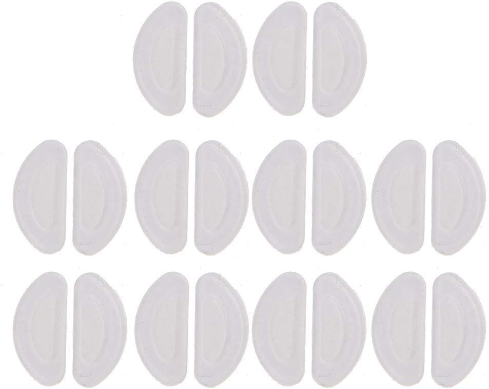 10 Pairs Clear Adhesive Eye Glasses Nose Pads D Stick On Anti-Slip Soft Silicone Adhesive Nose Pads Glasses Nose Pad Kit Glasses Nose Pads Silicone Slip Over Eyeglasses Care