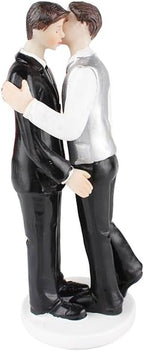 Romantic Gay Couple Figurine, Sweet Groom Couple Wedding Anniversary Cake Topper, Groom and Groom Figurine Gift for Male Couple (Hug Kiss)