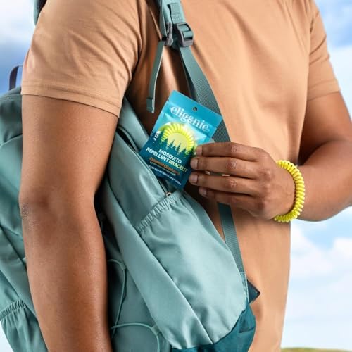 Cliganic 20 Pack Mosquito Repellent Bracelets for Adults & Kids (Neutral Colors) - Natural DEET-Free Bands, Individually Wrapped