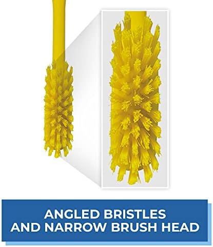 Vikan - Fine Dish Brush - Heavy-Duty, Narrow, Slip-Resistant Cleaning Brush, Polypropylene, Polyester Bristle, 11 Inch, Yellow, (42876)