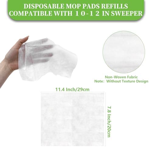RAINFLOW 100 Count Dry Sweeping Cloths - Disposable Mop Pads Refills Compatible with 10-12 inch for Thin Mops for Floor Cleaning Dust and Hair(11.4 x 7.8 Inch)