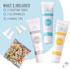 Sweets Indeed Frosting Kit plus Sprinkles Frosting Tubes nozzles 11.71 ounces Perfect for baking and cookie decoarting (Rainbow)