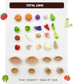 28Pcs Miniature Vegetable Figurines, Miniatures Kitchen Food, Fake Mini Vegetables, Resin Vegetables Model, Miniature Baskets Fake Vegetables Decor Set for Mini House Store Decoration Photo Props