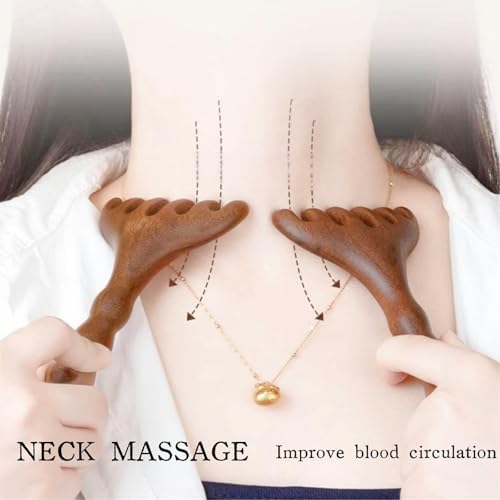 Sandalwood Massage Comb, Long Handle Wooden Scalp Massager, Gua Sha Tool for Head, Neck and Face, Scalp Acupoint Relaxation