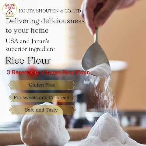 GOHAN JAPAN White Rice Flour (Komeko) made from 100% white rice grown in USA & Japan 450g/1.0lb per 1-pack Gluten Free milled by Kouta Shouten (Japanese Food Company) in Japan (1-pack)