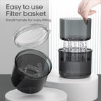 Denture Bath Cup with Cleaning Brush, Large Soaking Container with Strainer Basket for False Teeth & Night Guard, Oral Care Storage Holder for Home Use, Black