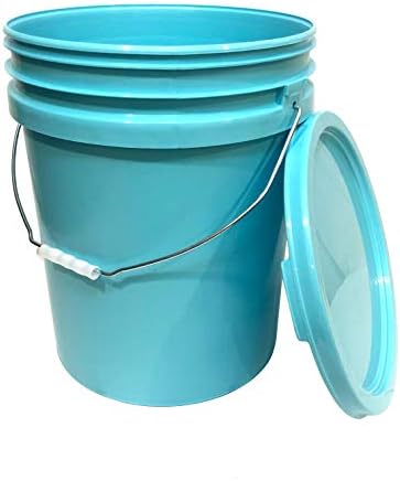 5-Gallon Aqua Food-Grade Bucket with Lid — BPA-Free, Heavy-Duty Plastic, Metal Handle with Grip, 1-Pack
