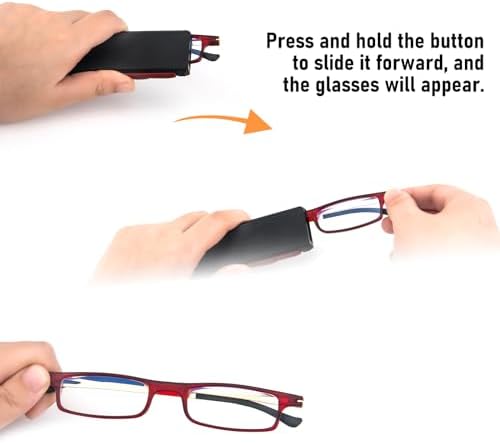 Folding Reading Glasses for Men Women Blue Light Blocking Computer Thin Foldable Portable Readers Flat Case