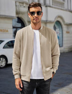 COOFANDY Mens Zip Up Sweater Jacket Waffle Sweatshirt Knit Bomber Lightweight Casual Jackets