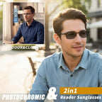 FEISEDY Blue Light Blocking Photochromic Multifocal Progressive Reading Glasses Vintage Half Frame UV400 Protection B1388