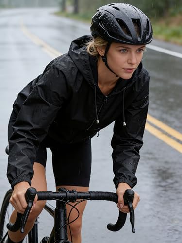 UIQUR Womens Rain Jacket Lightweight Windbreaker Waterproof Raincoat Cycling Running Hiking Gear Hood Packable