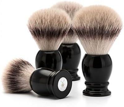 MÜHLE Classic Black Medium Silvertip Fiber Shaving Brush - Synthetic Luxury Shave Brush for Men, Rich Lather