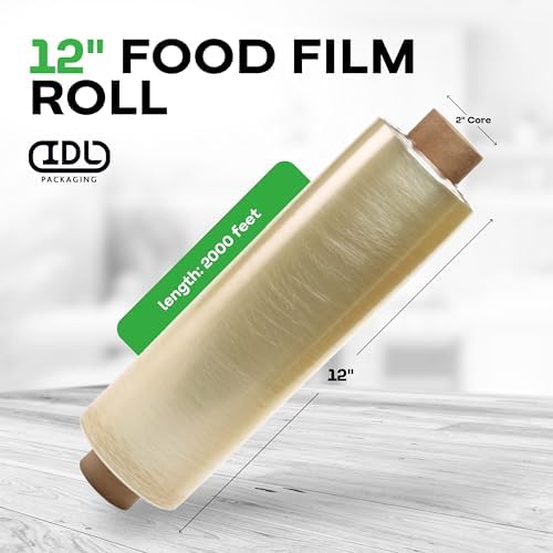 IDL Packaging 12" x 2000' Food Film Refill Roll for WP-179D WrapMaster Dispenser 12" Width – Clear Plastic Wrap for Food, BPA Free – Trusted Cling Wrap Roll for Packing and Storing Food