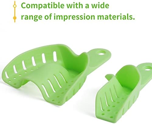 10 PCS Dental Impression Trays Disposable Plastic Small Medium Large Autoclavable Perforated Impression Trays Set Green