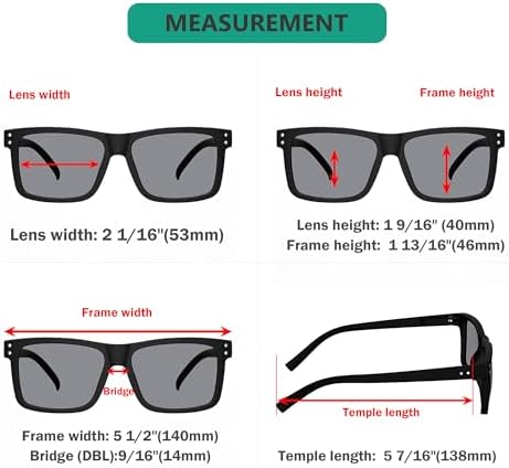 Eyekepper 5-pack Oversized Reading Sunglasses Square Large Frame Sunshine Readers for Men and Women - Grey Lens +1.00