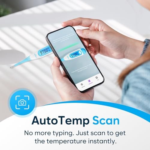 Easy@Home Digital Basal Thermometer for Ovulation: Backlight LCD Display 1/100th Degree High Precision BBT, Memory Recall, NOT Bluetooth Enabled – Scan Results with Premom Fertility Tracker App, Blue