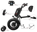 A8 Electric Handcycle Wheelchair Power Attachment, Wheelchair Motor Attachment for Manual to Electric Upgrade, 15 Ah, 48V 1000W, Center Connection, Black