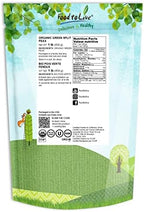 Food to Live Organic Green Split Peas, 1 Pound Non-GMO, Dried, Vegan, Kosher, Bulk. Easy to Cook. Great Source of Protein, Fiber, Essential Minerals for Pea Soup, Stews, Salads. Product of Canada.