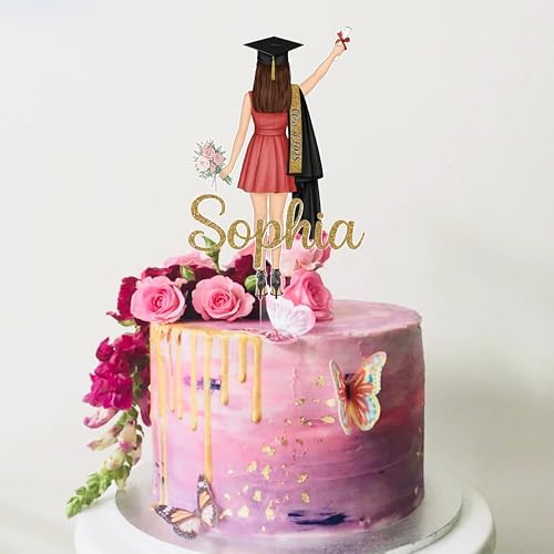2026 Personalized Girl Graduation Cake Topper | Custom Name Cake & Cupcake Decorations, Personalized Graduation Party Gift, Congrats Graduate Gift