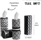 Winoo Design Small Car Tissues Holder - 4PK Modern Black Plastic & Resin Facial Tissues Cylinder - Fits Most Car Cup Holders - Travel Tissue Tubes Box Container