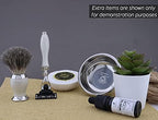Haryali London Mens Shaving Kit 3 Edge Razor with Pure White Badger Hair Shaving Brush, Soap and Bowl Perfect Set for Men