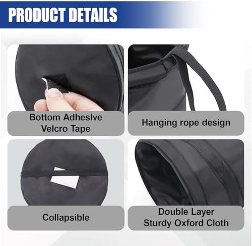 Collapsible Car Trash Can, Mini Portable Automotive Garbage Bag, Pop-Up Vehicle Rubbish Bin, Waterproof Waste Basket Bin with Magic Sticker, Hanging Washable Auto Trash Bag (1PC)