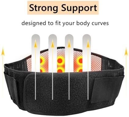 Heating Lower Back Brace Back Support Belt for Pain Relief Heated Back Brace Magnetic Therapy Waist Belt Wrap Adjustable Heating Lumbar Support for Men Women Herniated Disc Sciatica Scoliosis
