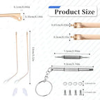 Glasses Arm Replacement Metal Gold Eyeglass Legs Replacement Single Teeth Thin Eyeglasses Repair Legs Sunglasses Arm with Transparent Tips Glasses Temple Eyewear Frame Temple Accessory