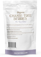 Halo Naturals Organic Chaste Tree Berries Whole Cut & Sifted, 1 Pound (Vitex agnus castus) USDA Certified | Resealable Pouch| Packaged in The USA
