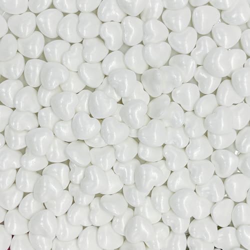 Dynastang White Heart Sprinkles Edible Heart Cake Decorating Heart Cake Decorations Cupcake Toppers Cookie Decorating Perfect for Cakes, Cupcakes, Desserts Toppings 3OZ