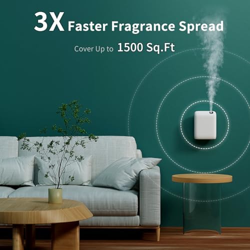 Smart 200ml Waterless Essential Oil Diffuser, 1500 sq.ft Coverage Scent Air Machine for Home, Portable Scent Diffuser, Wall Mounted Cold Air Scent Diffusers for Home Large Room Hotel Office