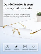 LUFF Rimless Reading Glasses for Men Women | Ultra Lightweight 0.6oz | Computer Readers Anti-Eyestrain | +1.0 to +4.0