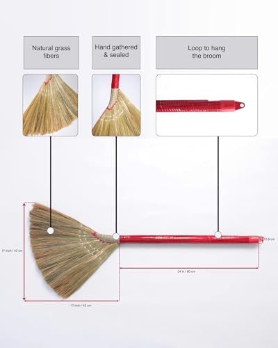 Coco Deluxe Vietnamese Natural Straw Broom /40" Handmade Soft Grass Broom for Indoor & Outdoor/Choi Bong Co Viet NAM Cao Cap (1)